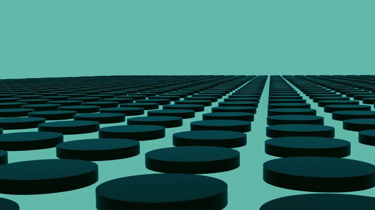Abstract 3D Geometric Pattern with Teal Circles