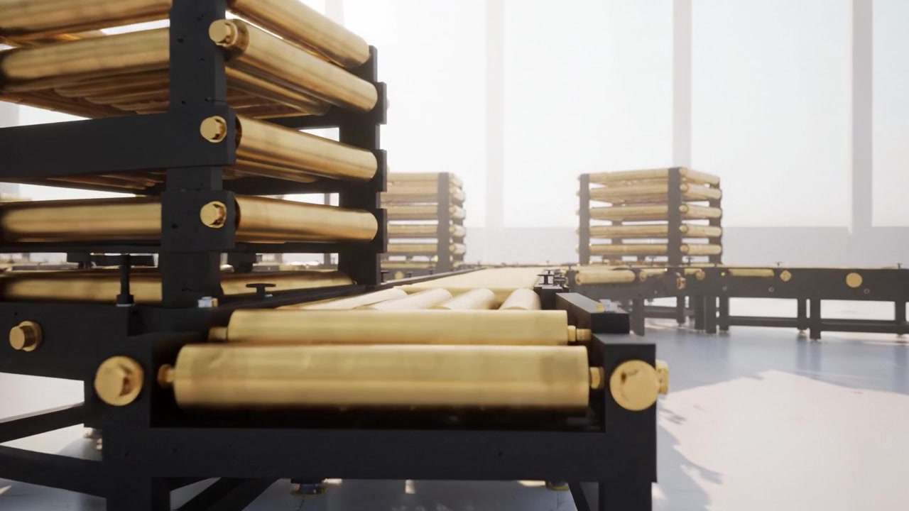 Linea di Produzione Automatizzata con Scaffalature Impilabili e Trasportatori a Rulli per una Maggiore Efficienza nei Processi Produttivi e nelle Soluzioni di Movimentazione Materiali