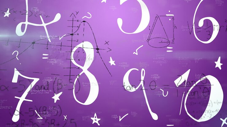 Animation of moving mathematical formulas over purple background