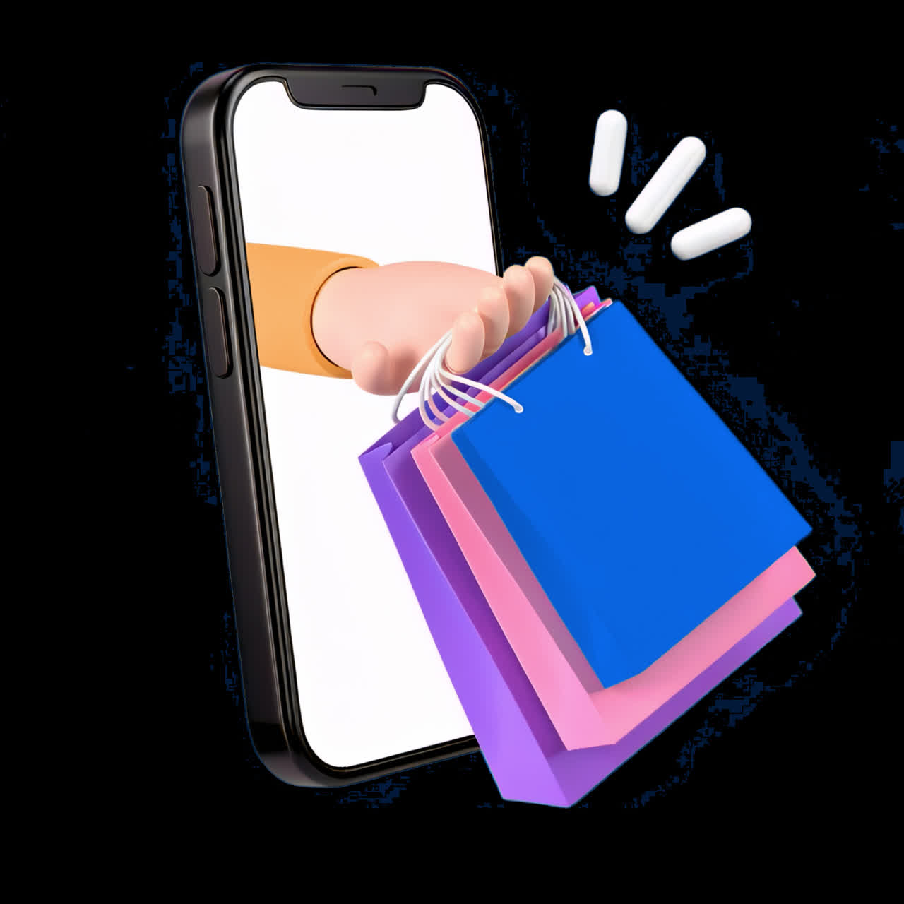 Online shopping convenience concept animation isolated asset, transparent 4K video, alpha channel