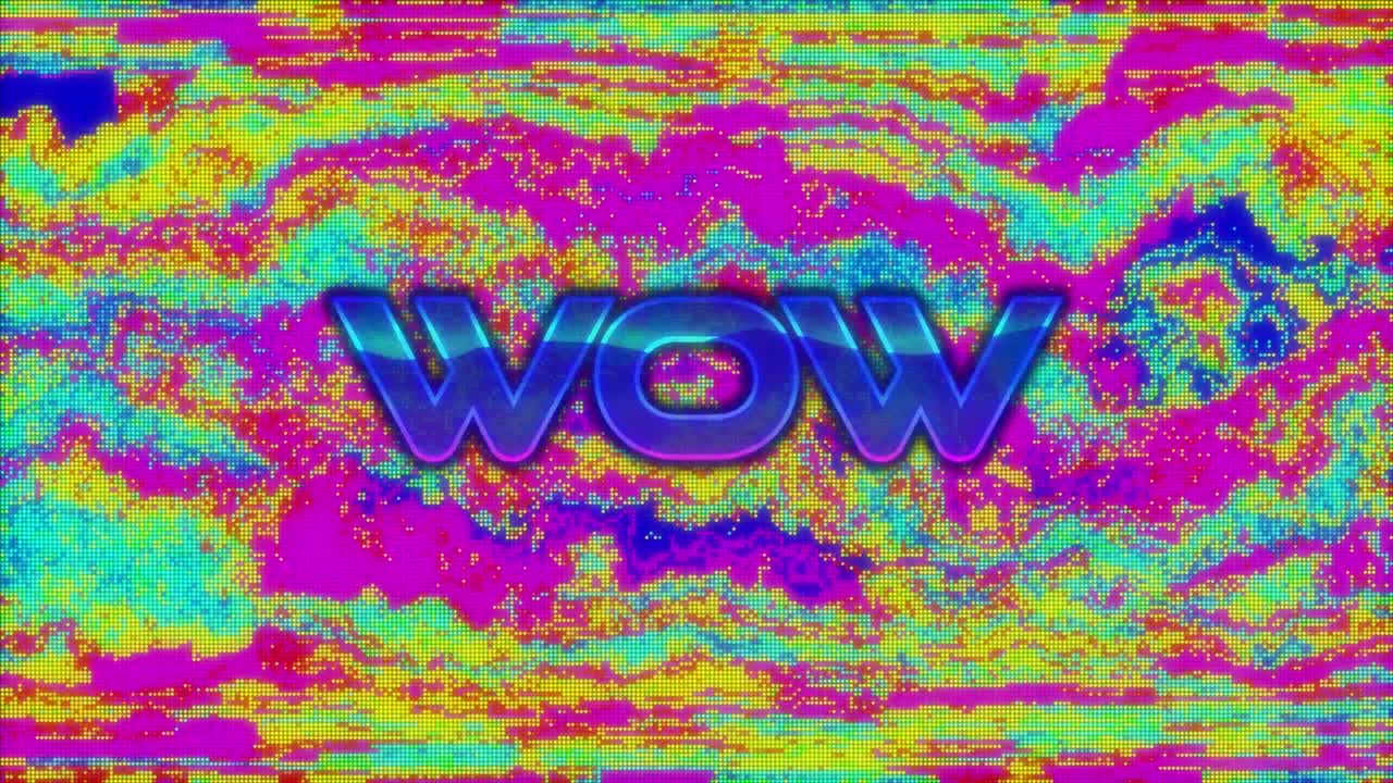 다채로운 추상적인 배경에 대 한 디지털 시작 텍스트의 애니메이션 루프로 이동