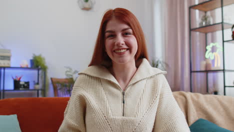 POV-of-woman-at-home,-looking-at-camera,-making-video-laptop-conference-call-with-friends-or-family