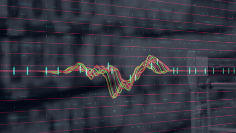 animación del procesamiento de datos financieros sobre el interior de la tienda