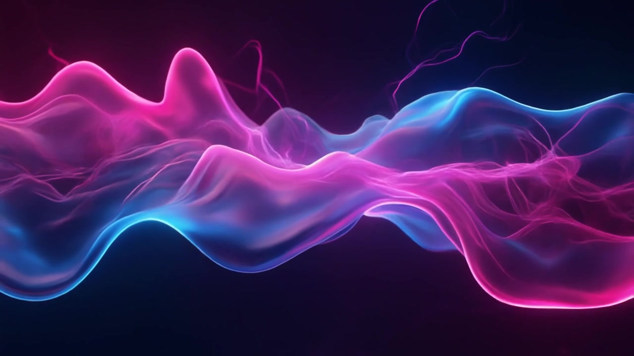 Olas abstractas de líquido neón rosa y azul fluyendo