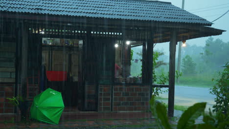 A-home-in-very-heavy-rain-in-Hat-Yai,-it's-was-the-biggest-for-last-few-years