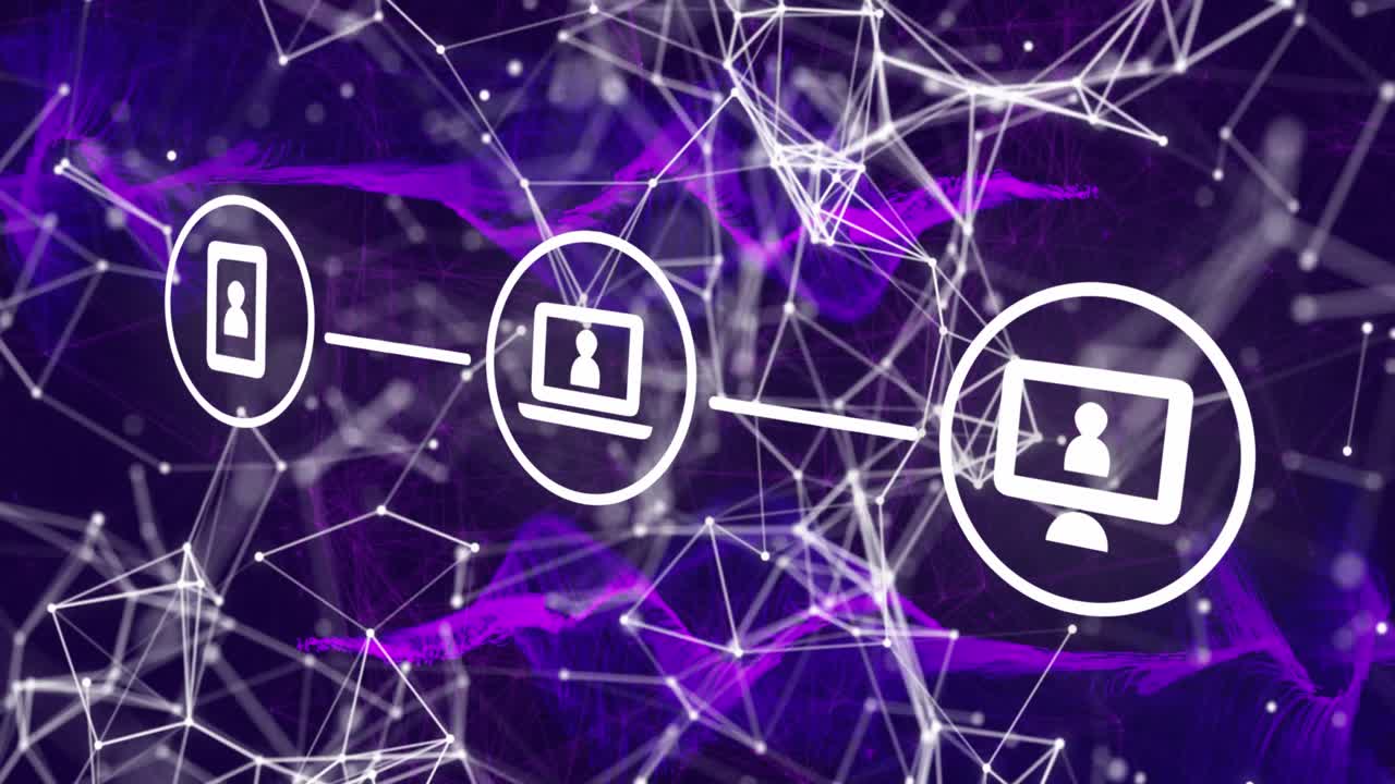 animación del procesamiento de datos a través de una red de conexiones