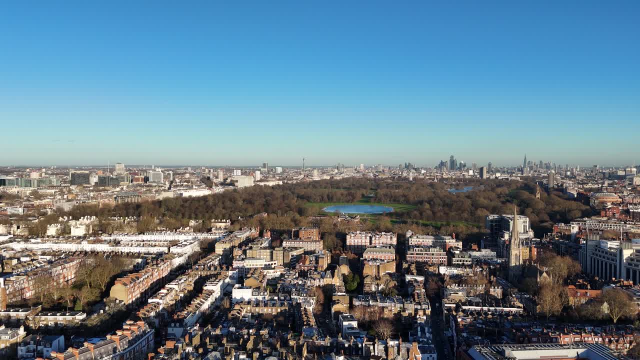 Kensington London UK drone,aerial clear day blue sky