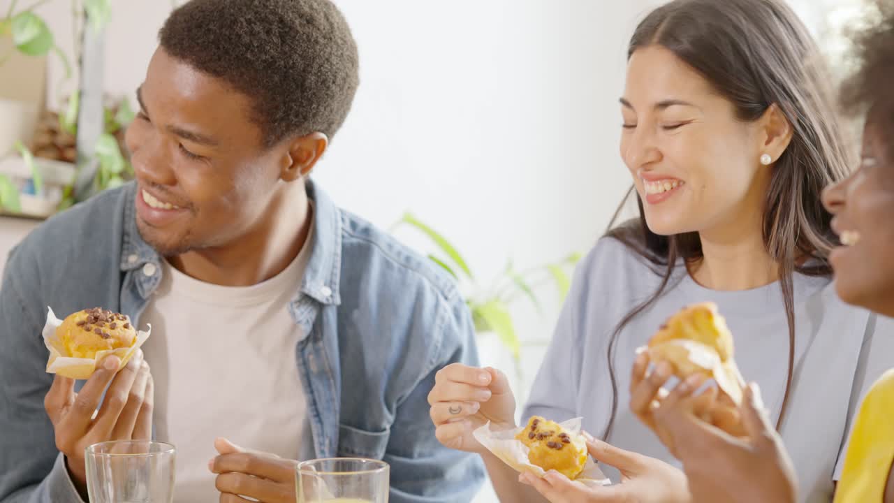 Friends Enjoying Muffins and Good Company