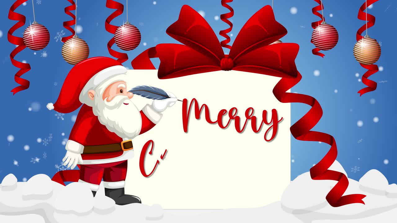 산타클로스는 메리 크리스마스 메시지를 알려줍니다.