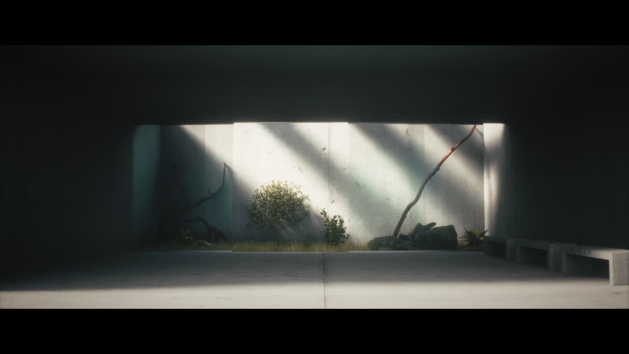 Modern Concrete Interior with Plants