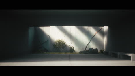 modern concrete interior with plants