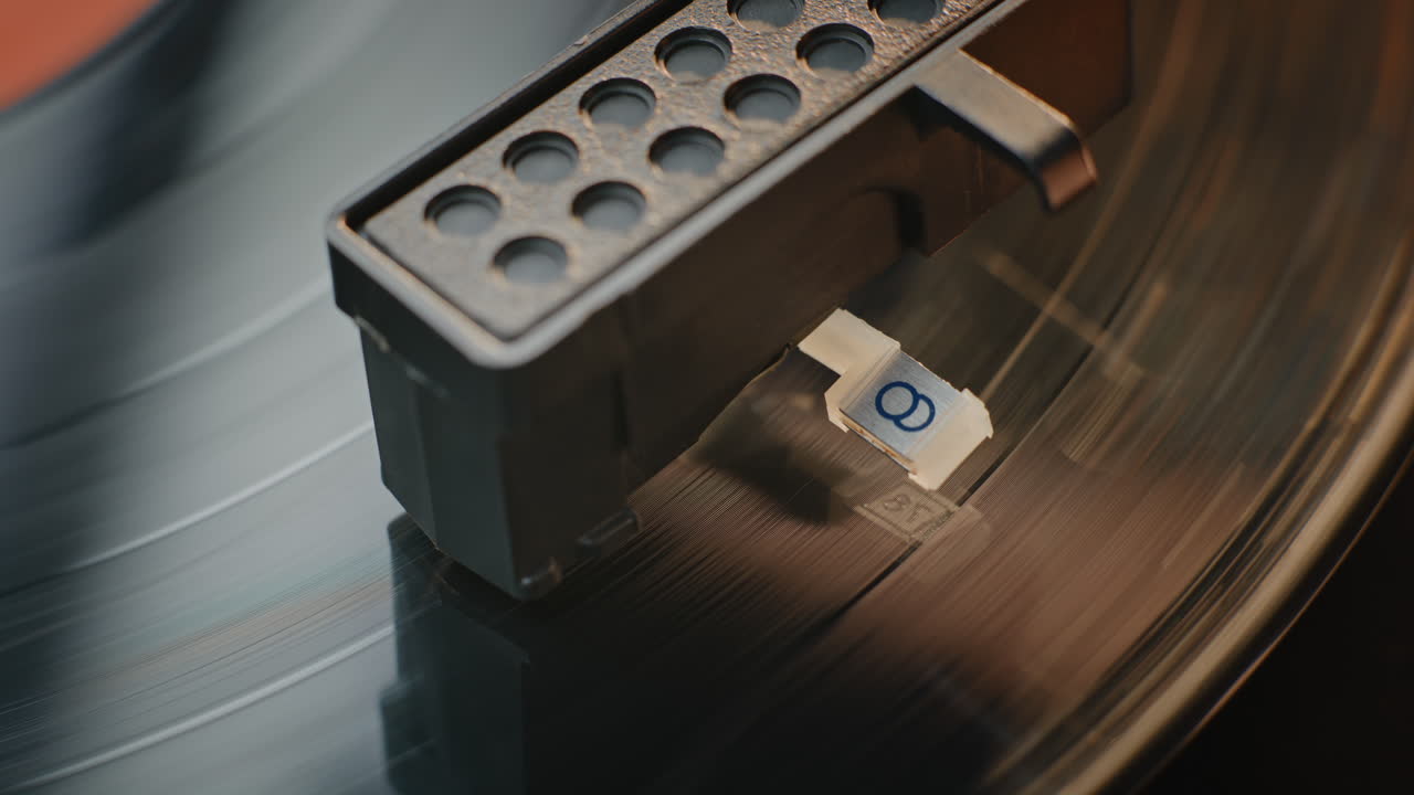 레코드 플레이어의 클로즈업