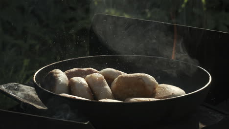 grilled bread cooking outdoors