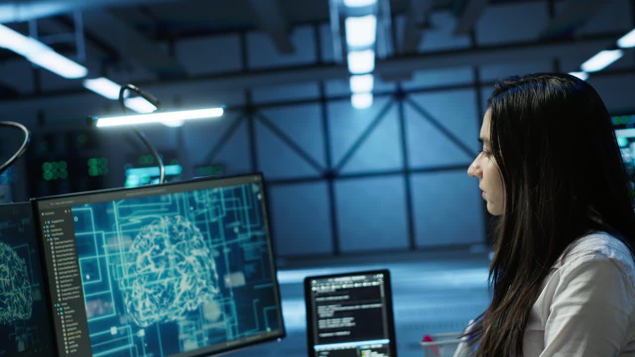 experto inspecciona el centro de datos utilizado para el aprendizaje automático