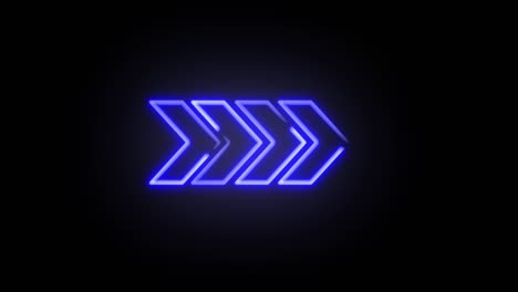 Abstract seamless 4K video animation. Video animation of glowing neon arrows in blue on a black background.