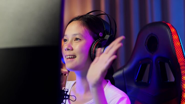 Gamer adolescente in streaming online