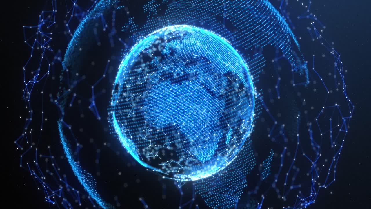 Network of connections over globe against black background