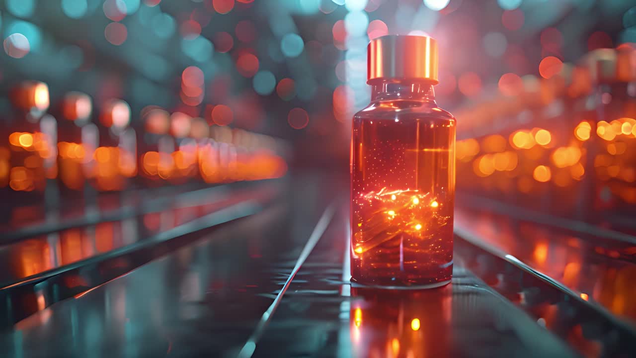 Glowing Vial in a Futuristic Laboratory Setting