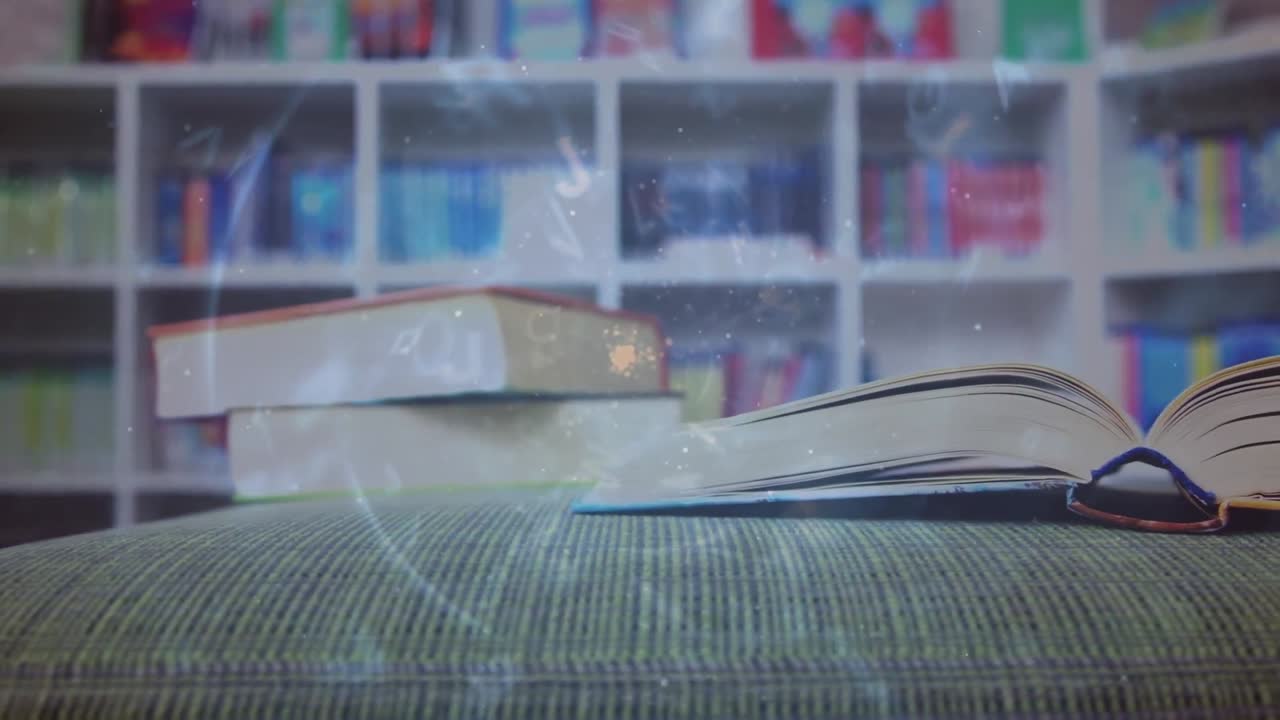 animación del horóscopo sobre los libros en la biblioteca