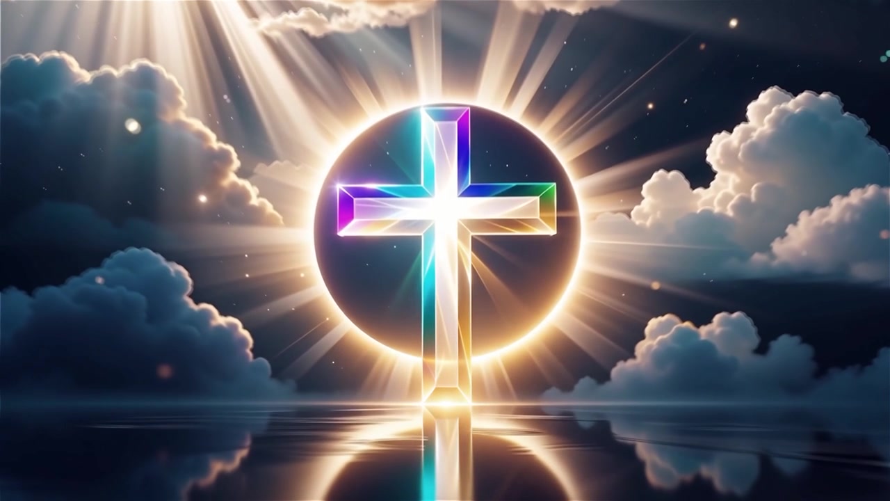 Christian Cross Heavenly Light Worship Background
