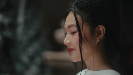 elegant woman in profile