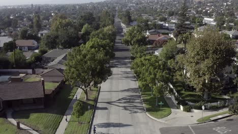 burbank city suburb in summer, people bike riding and driving, california aerial