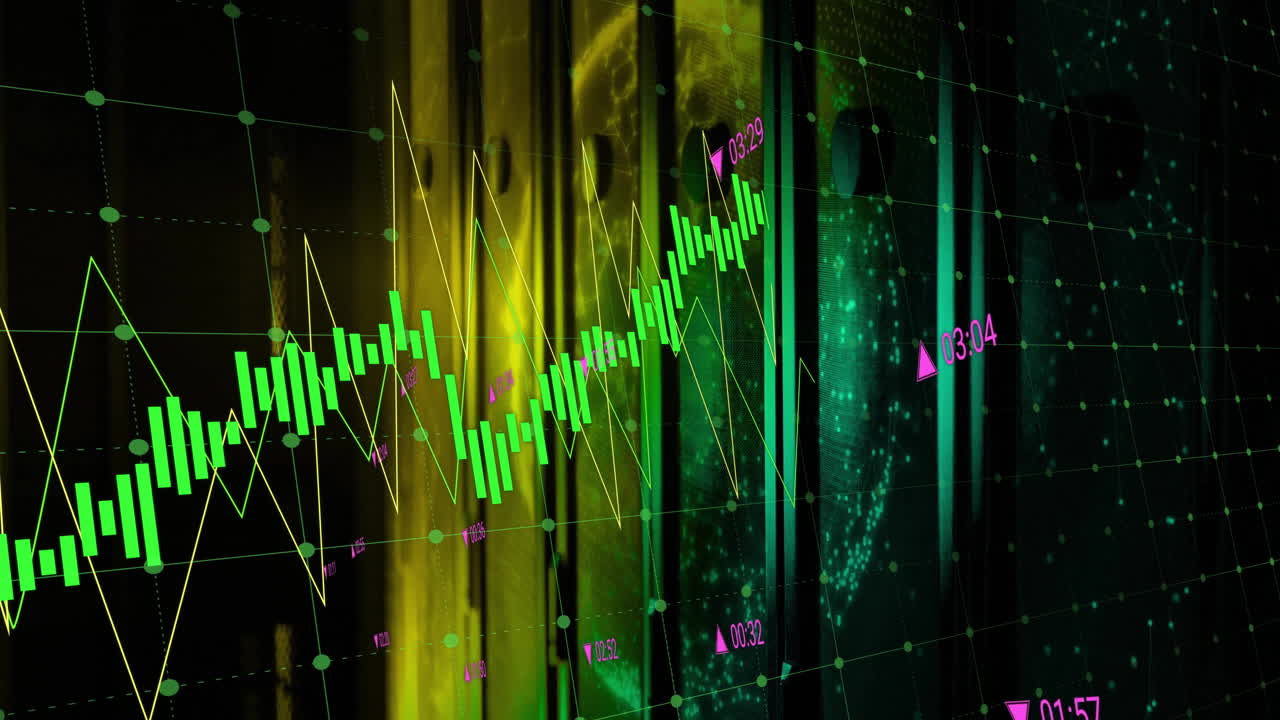 animación del procesamiento de datos digitales a través de servidores informáticos