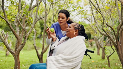 Caregiver,-senior-woman-and-happy-with-view-park