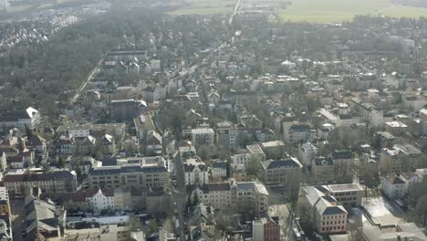 Drone-Aerial-footage-of-Weimar-on-a-sunny-spring-day