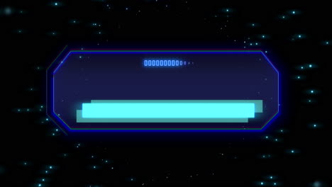 futuristica barra di codice binario di luce su sfondo blu