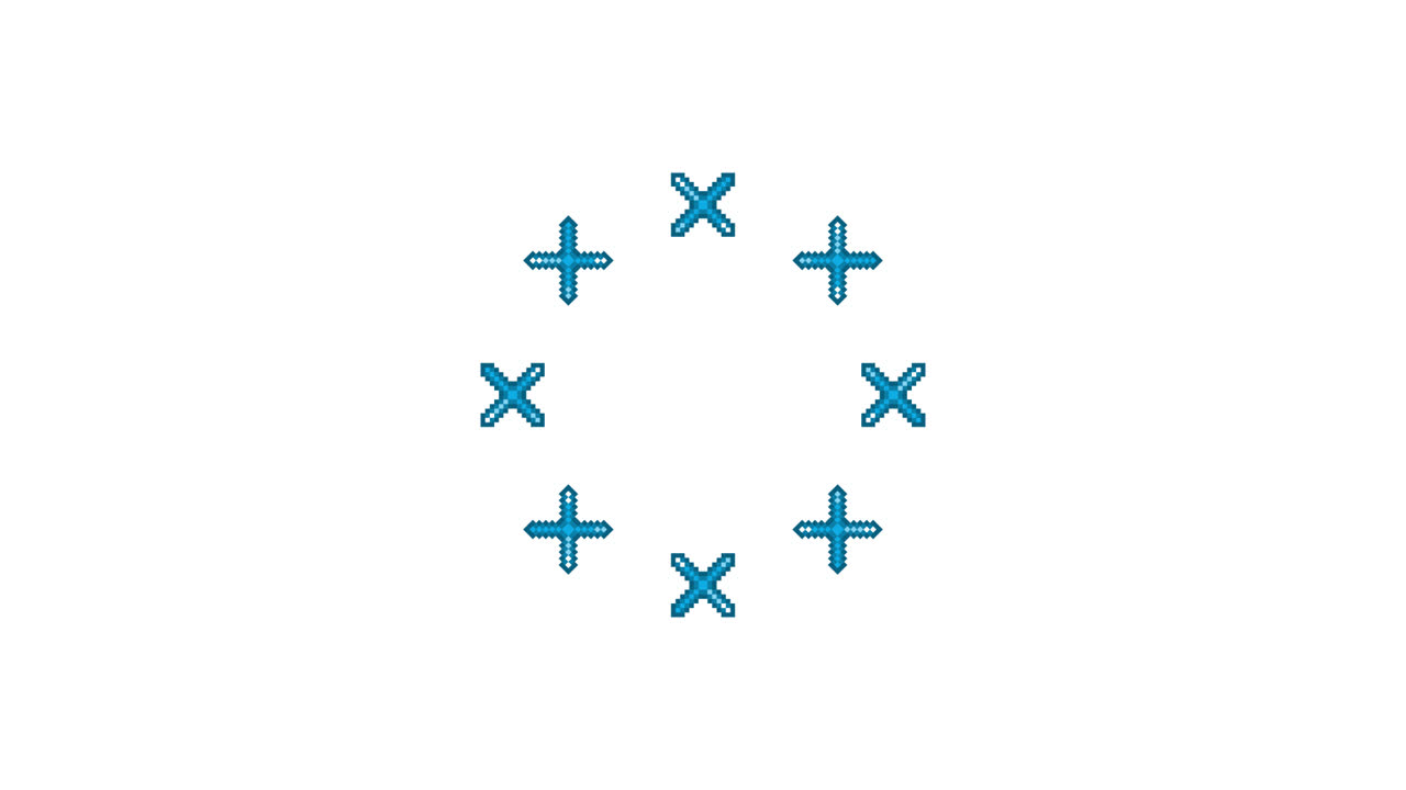 Pixel Art Mini Cross Spinning Circle Animated Overlay Transparent 30fps (2)