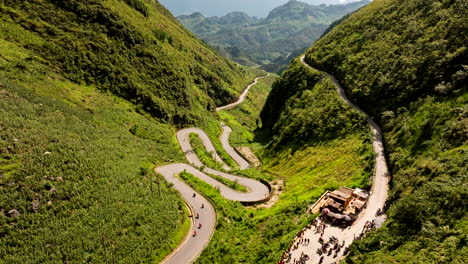 tham ma pass in ha giang province, vietnam - aerial drone shot