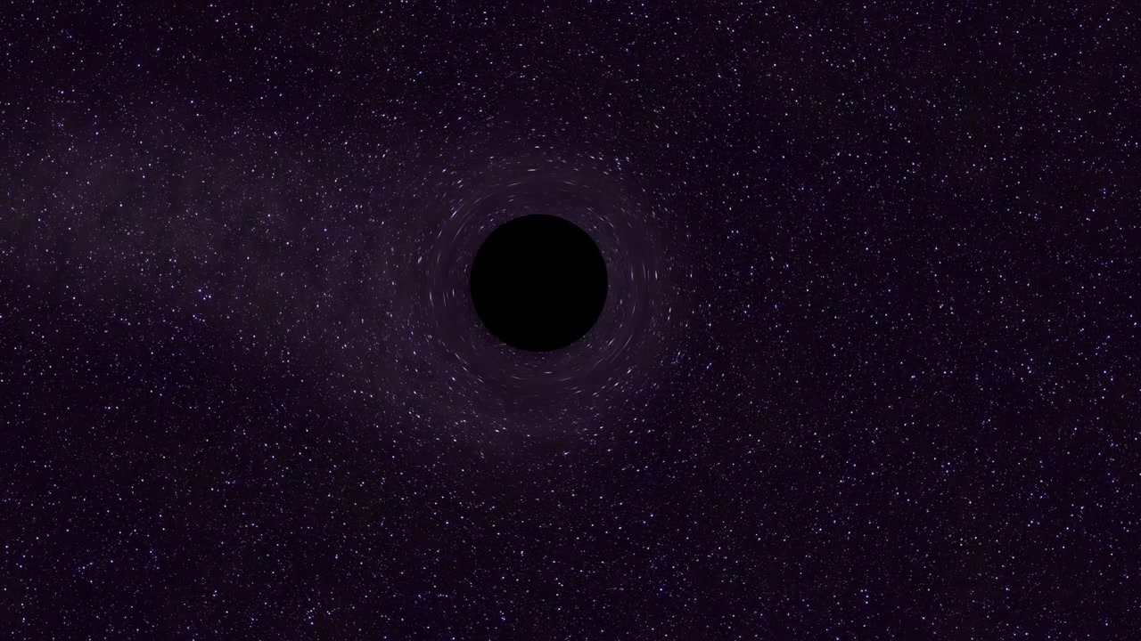 Et supermassivt sort hul, der passerer forbi i det tomme rum og bøjer tid og rum