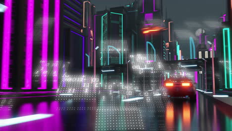 animación de la interfaz digital sobre la conducción del automóvil