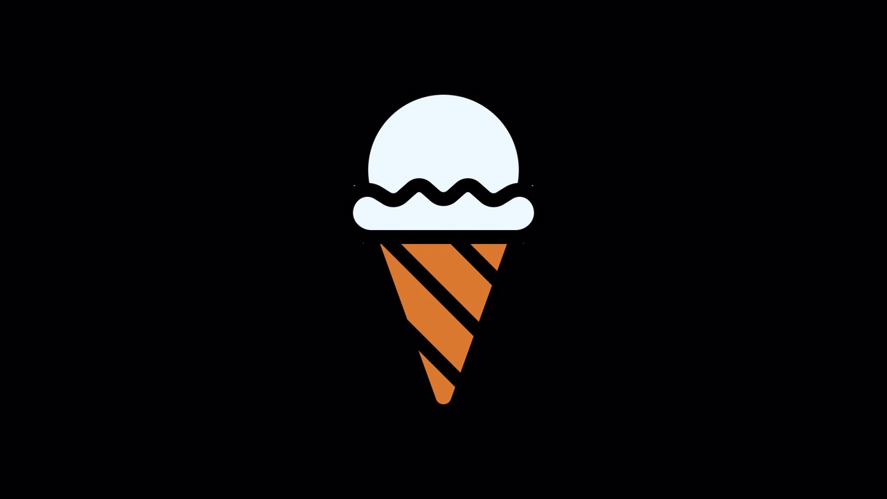 Animated Ice Cream Cone Icon on Black Background