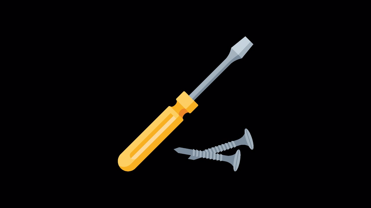 Animated Flat Head Screwdriver and Screws Icon