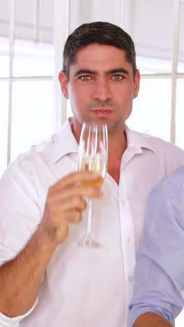 diseñadores alegres celebrando con champán