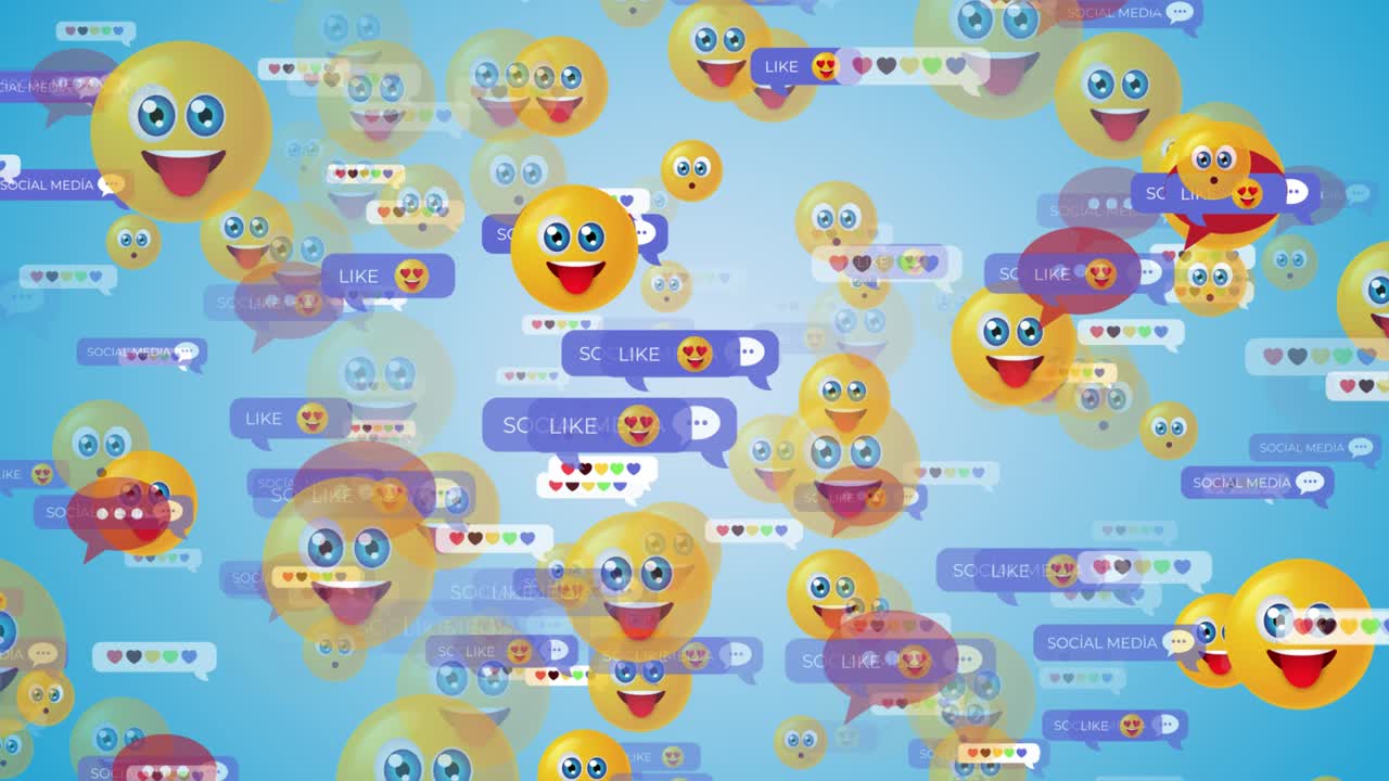 소셜 미디어 글, 소셜 네트워크 아이콘, 4k 해상도 루핑 스핀 배경