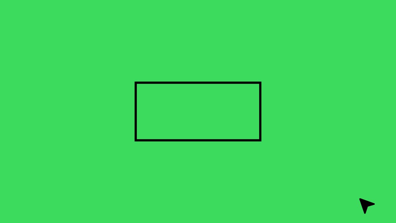Black rectangle line is drawn with mouse pointer animation isolated on green background