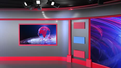 el bucle de noticias del estudio de televisión virtual 3d