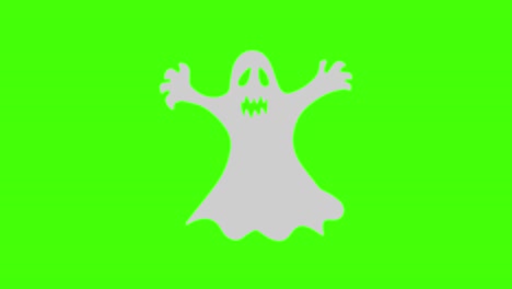 ghost animation, flat design on green screen chroma key, halloween graphic element