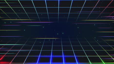 Retro-neon-rainbow-grid-pattern-in-dark-galaxy