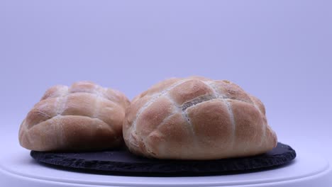 pan de tortuga italiano fresco girando en una mesa giratoria