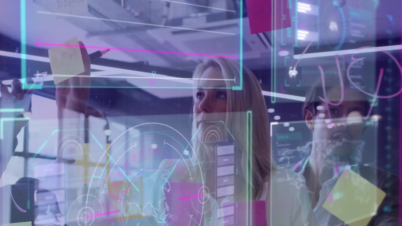 다양한 사업자들에 대한 데이터 처리의 애니메이션