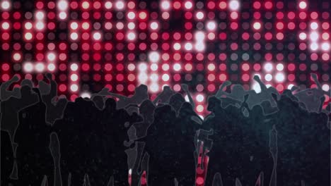 animación de puntos parpadeantes y personas bailando sobre un fondo negro