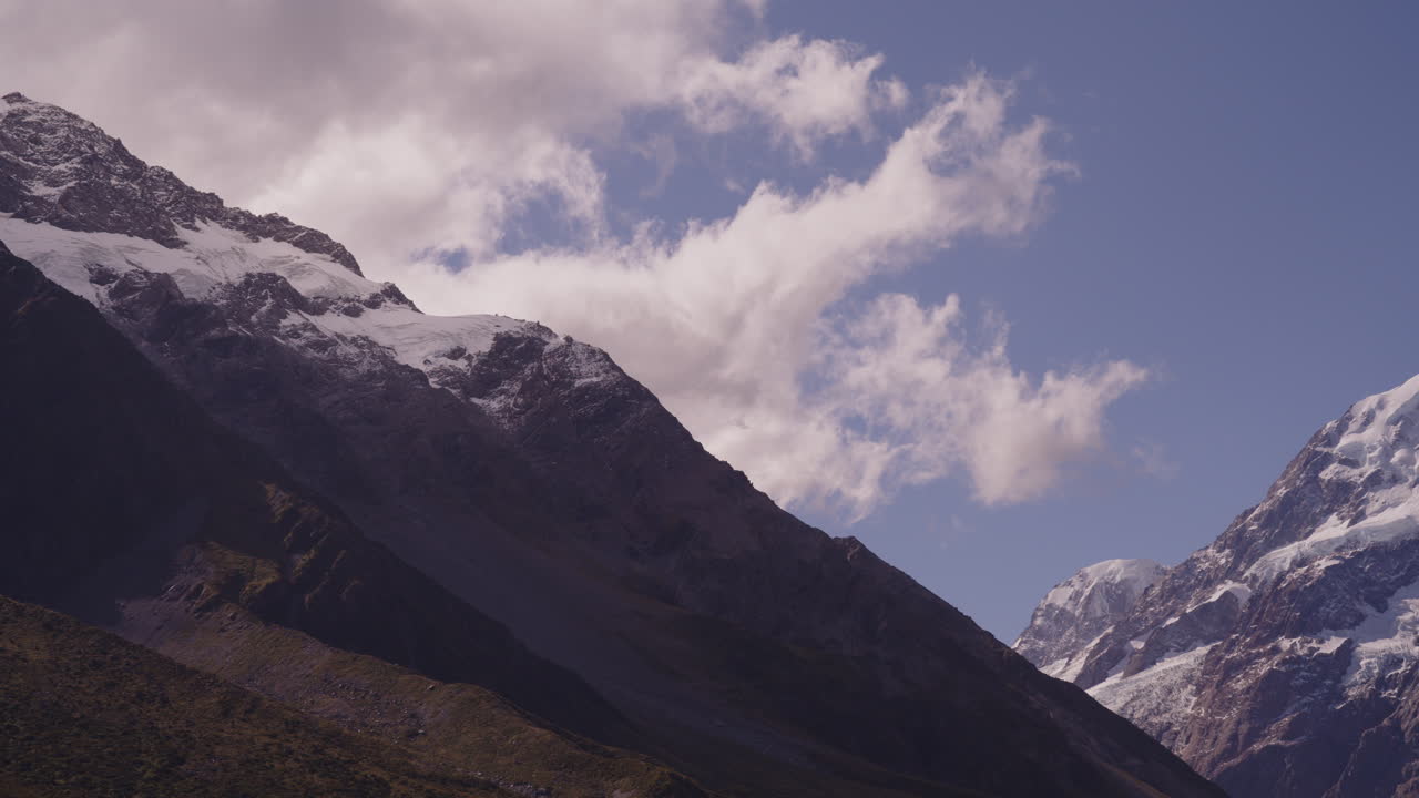 Majestic Mountain Peaks with Snow and Clouds
