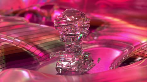 abstract crystal sculpture in pink and purple