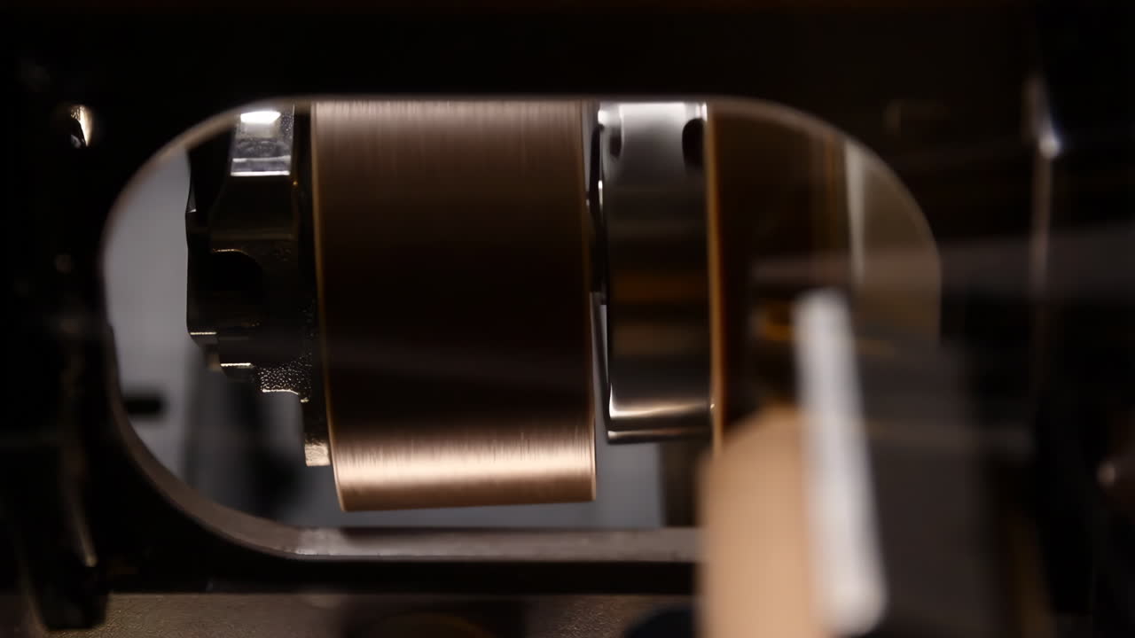 Close-up of a Tape Reel in a Vintage Player