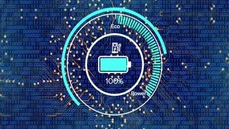 Animación-De-Placa-De-Circuito-De-Computadora-Con-Procesamiento-De-Datos-E-ícono-De-Batería.