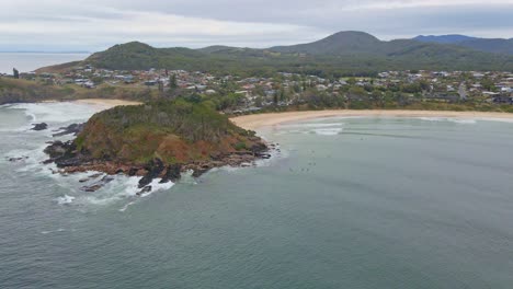 panorama of the cityscape of scotts head and its headland in australian state of new south wales